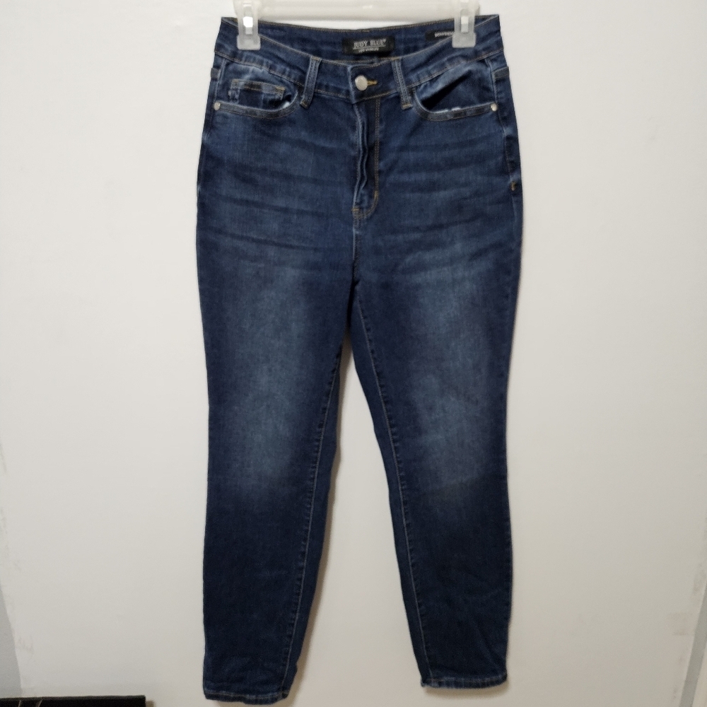 Judy Blue Boyfriend Fit Jeans 7/28 Dark Wash Comfort Stretch Denim Boho Everyday